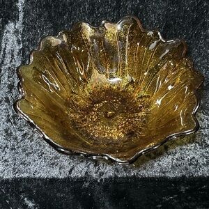 Nappy Lily Pons Amber Carnival glass by INDIANA GLASS bowl vintage